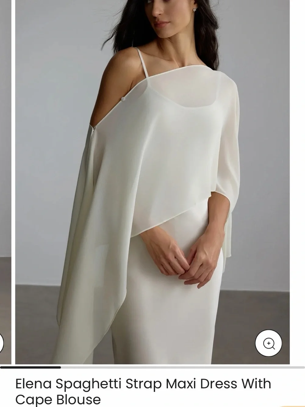 Spaghetti Strap Ivory Maxi Chemise with Cape Blouse